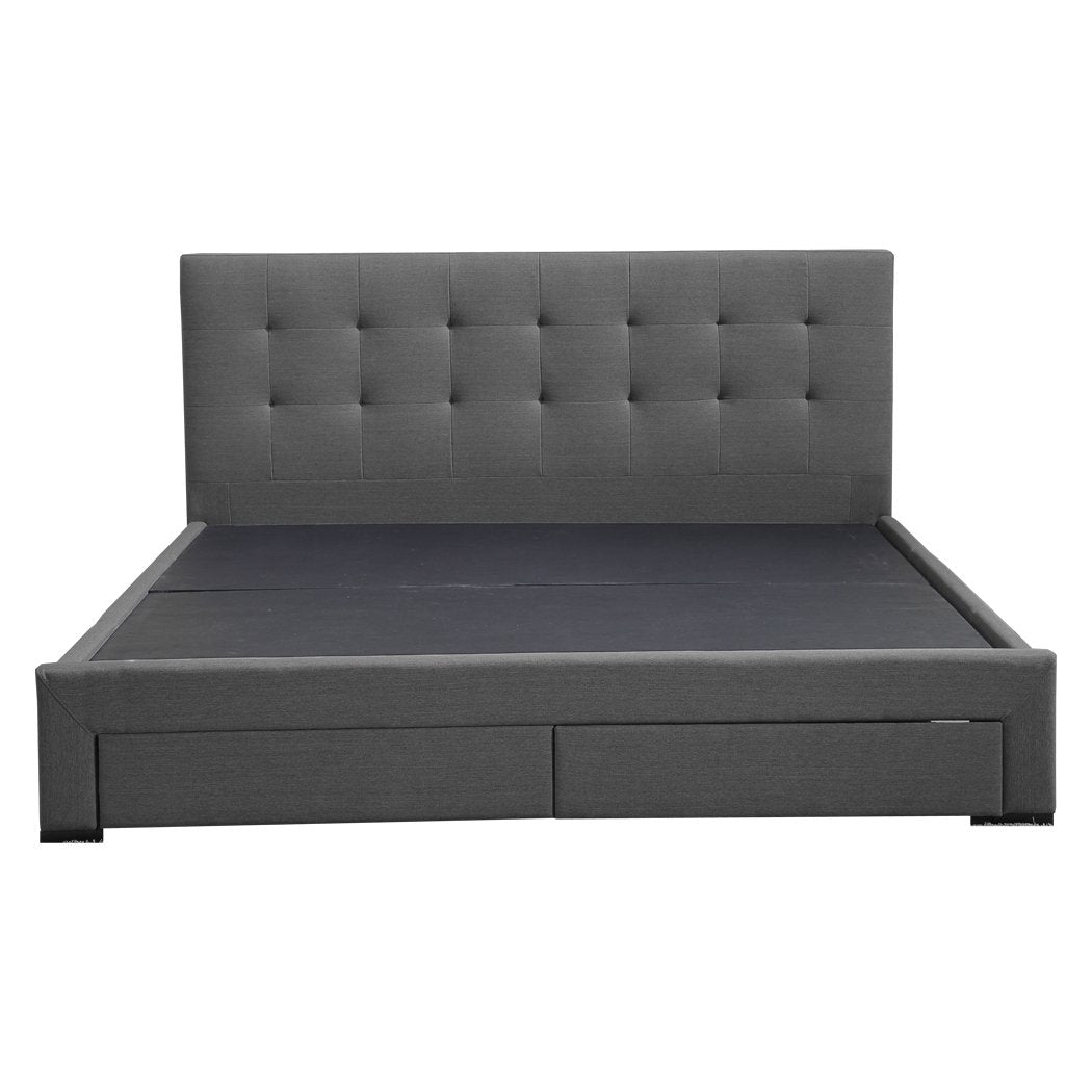 Bed Frame Bed Frame King Fabric With Drawers Grey