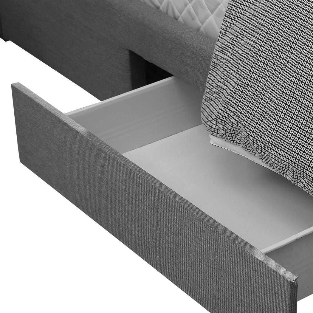 Bed Frame Bed Frame Queen Fabric With Drawers Grey