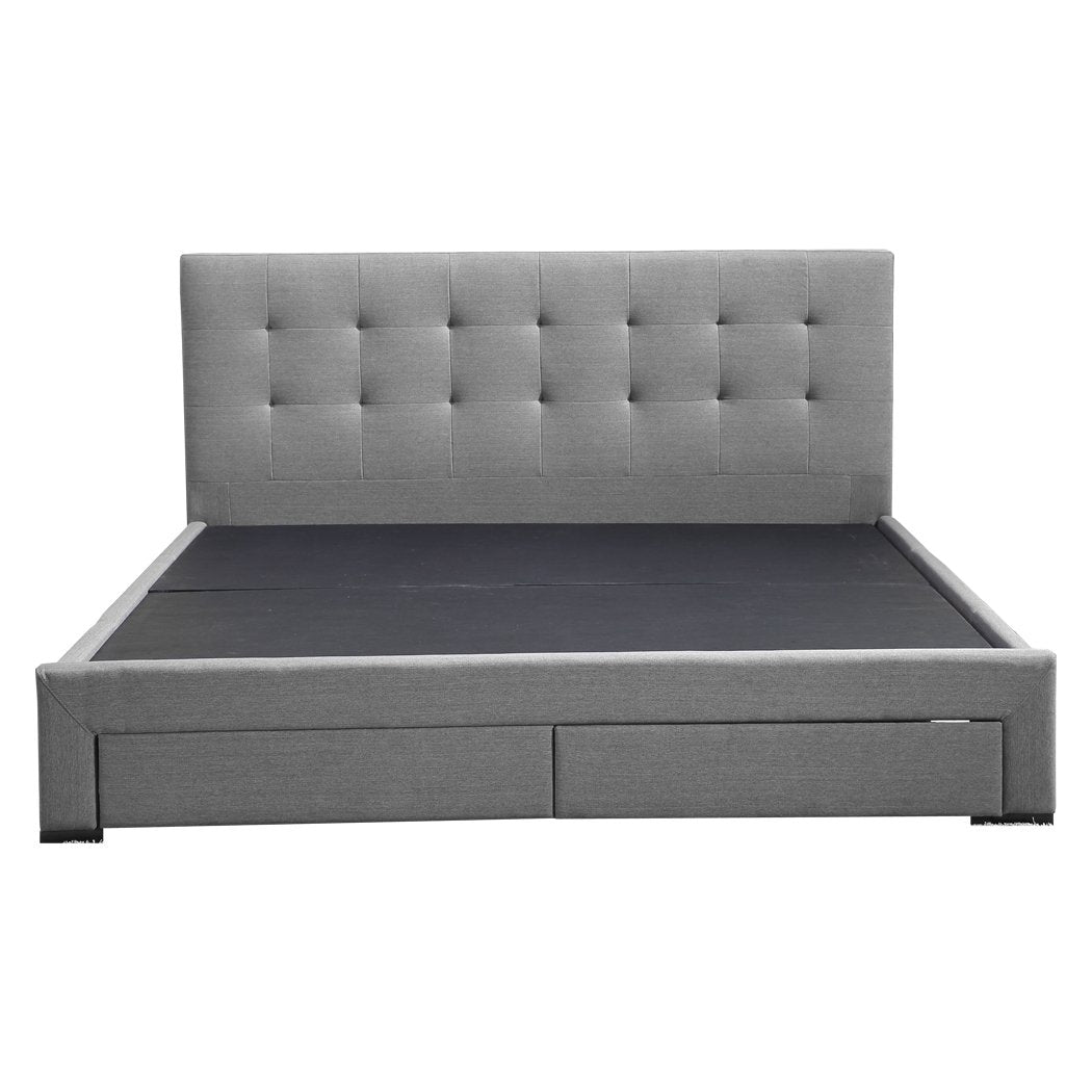 Bed Frame Bed Frame Queen Fabric With Drawers Grey