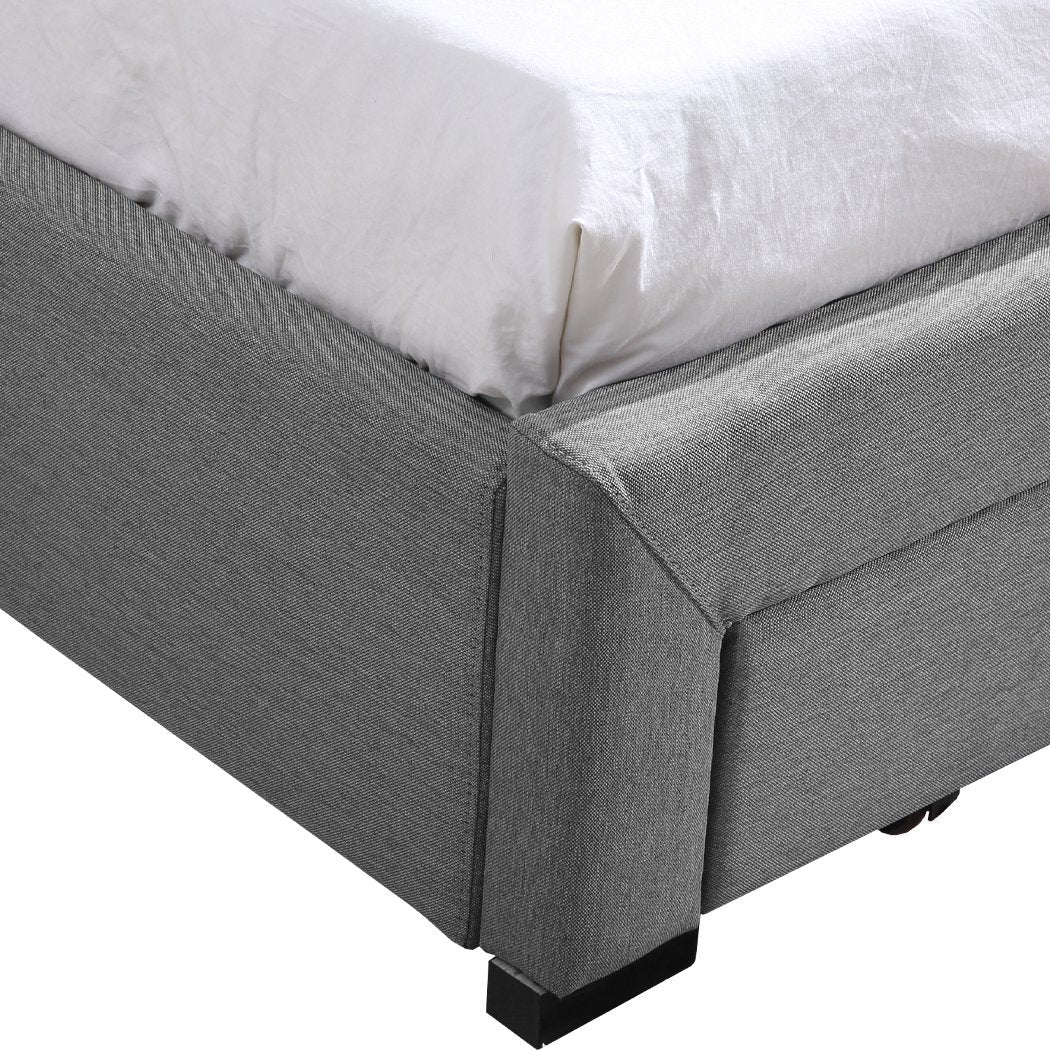 Bed Frame Bed Frame Queen Fabric With Drawers Grey