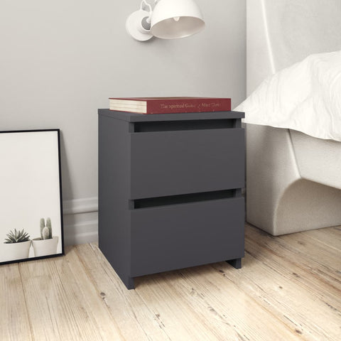 Bedside Cabinet Grey 30x30x40 cm Chipboard