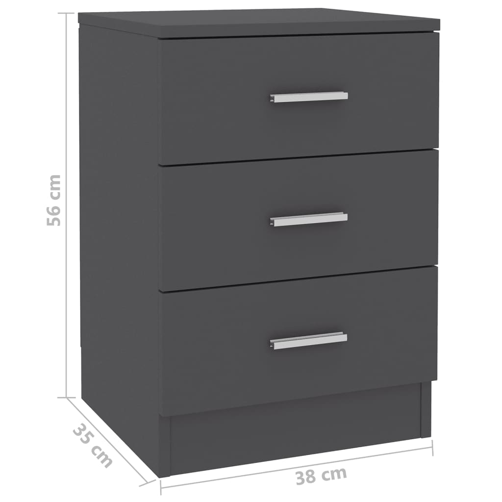 Bedside Cabinet Grey 38x35x56 cm Chipboard