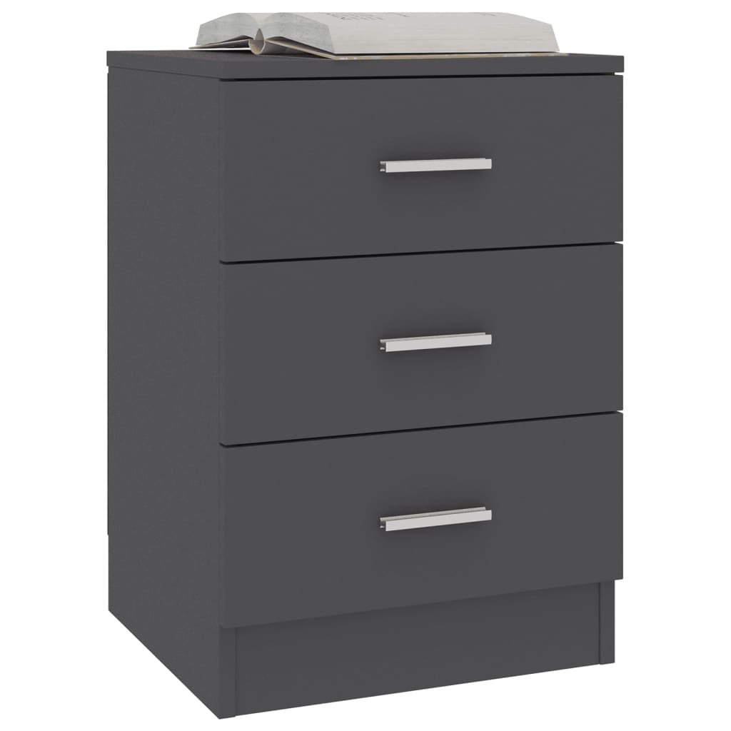 Bedside Cabinet Grey 38x35x56 cm Chipboard