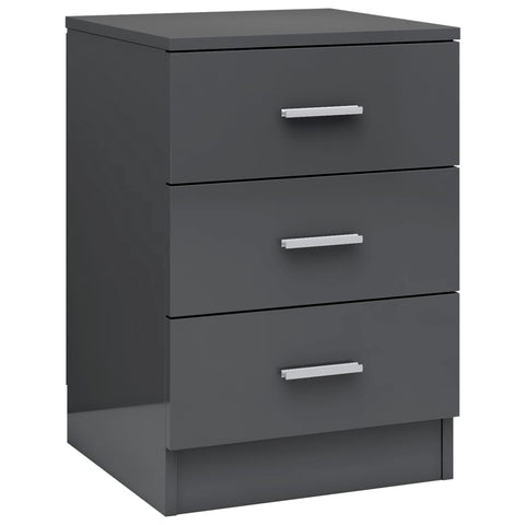 Bedside Cabinet High Gloss  Grey Chipboard