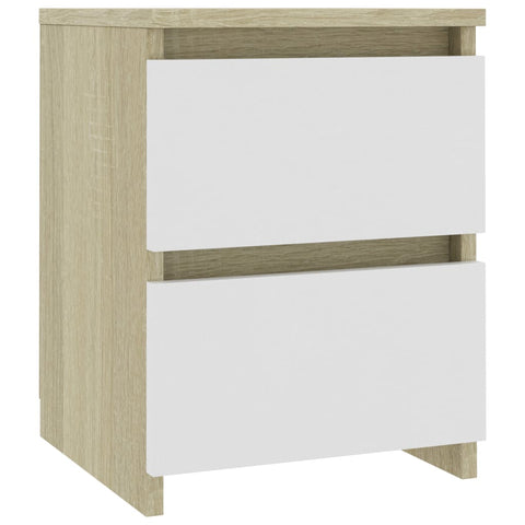 Bedside Cabinet White and Sonoma Oak  Chipboard