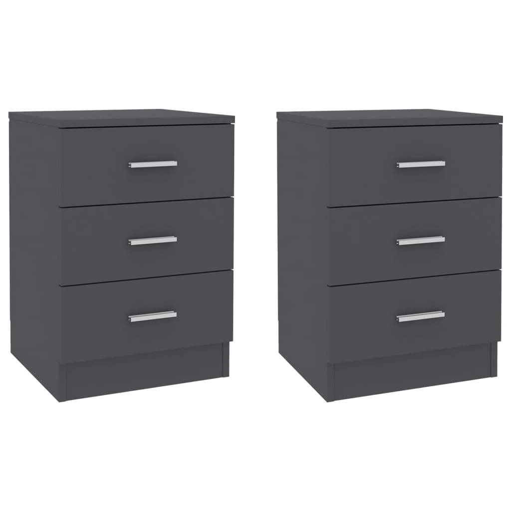 Bedside Cabinets 2 pcs Grey 38x35x56 cm Chipboard