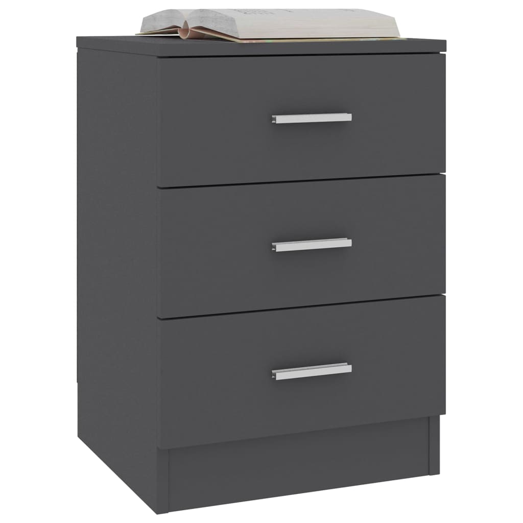 Bedside Cabinets 2 pcs Grey 38x35x56 cm Chipboard