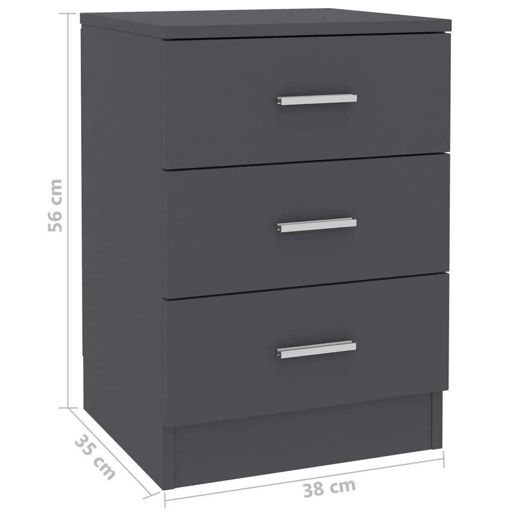 Bedside Cabinets 2 pcs Grey 38x35x56 cm Chipboard