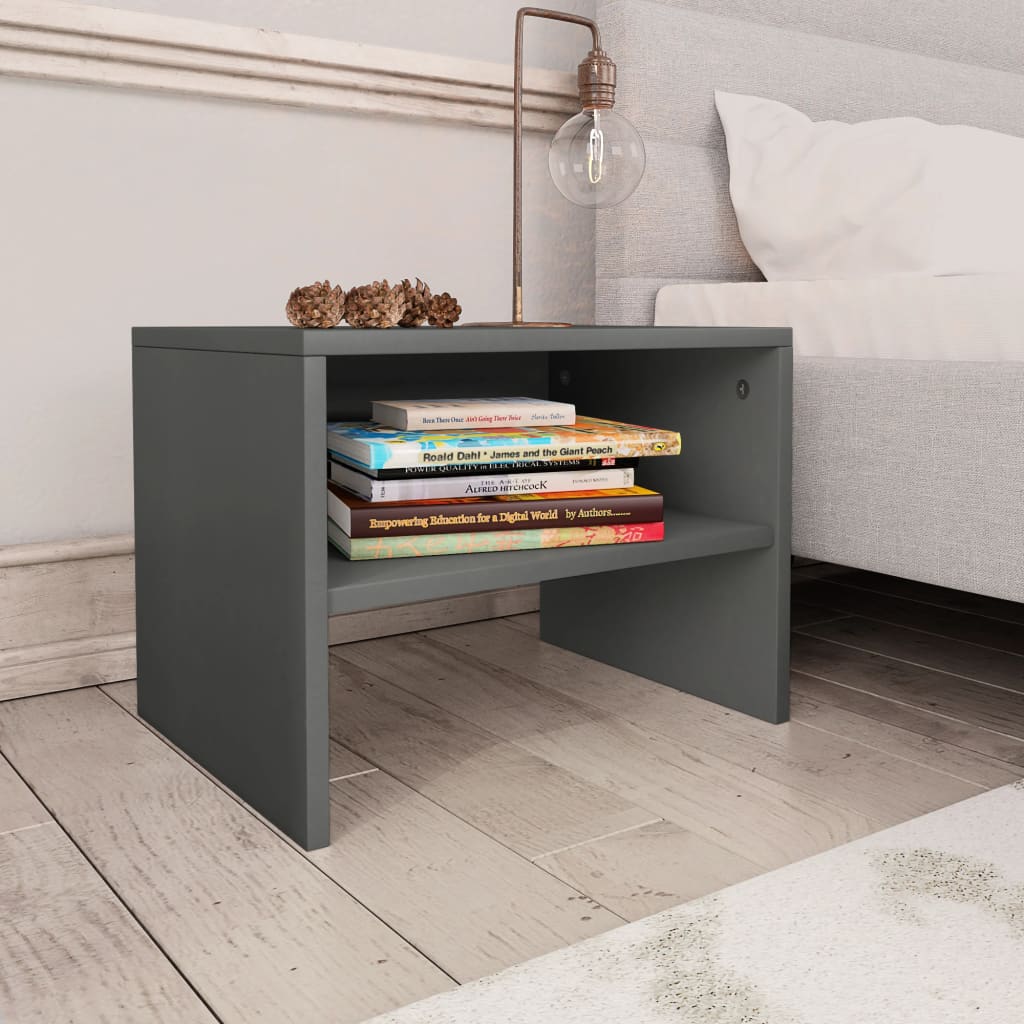 Bedside Cabinets 2 pcs Grey 40x30x30 cm Chipboard