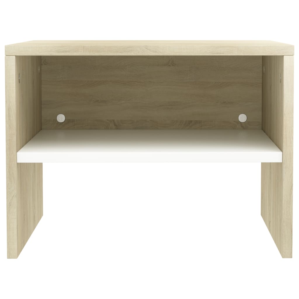 Bedside Cabinets 2 pcs White and Sonoma Oak 40x30x30 cm Chipboard