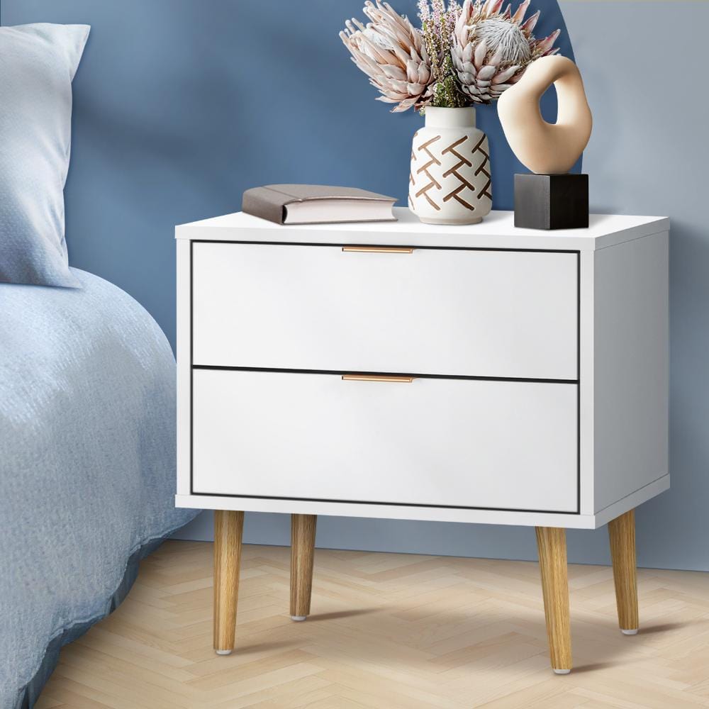 Bedside Tables 2 Drawers Side Table Nightstand Storage Cabinet