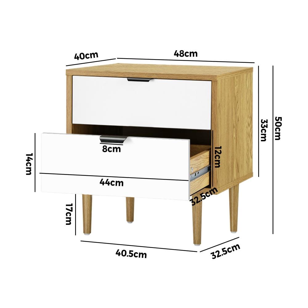 Bedside Tables 2 Drawers Side Table Nightstand Storage Cabinet