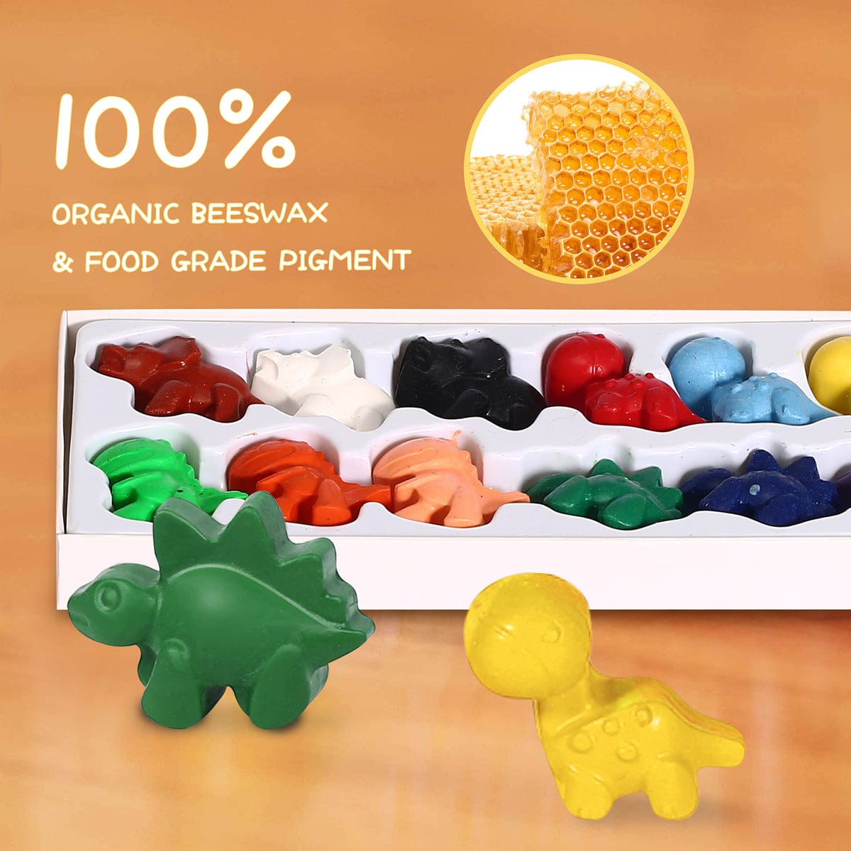 Beeswax Crayons Boxed-Cute Dinosaurs 12 Colours