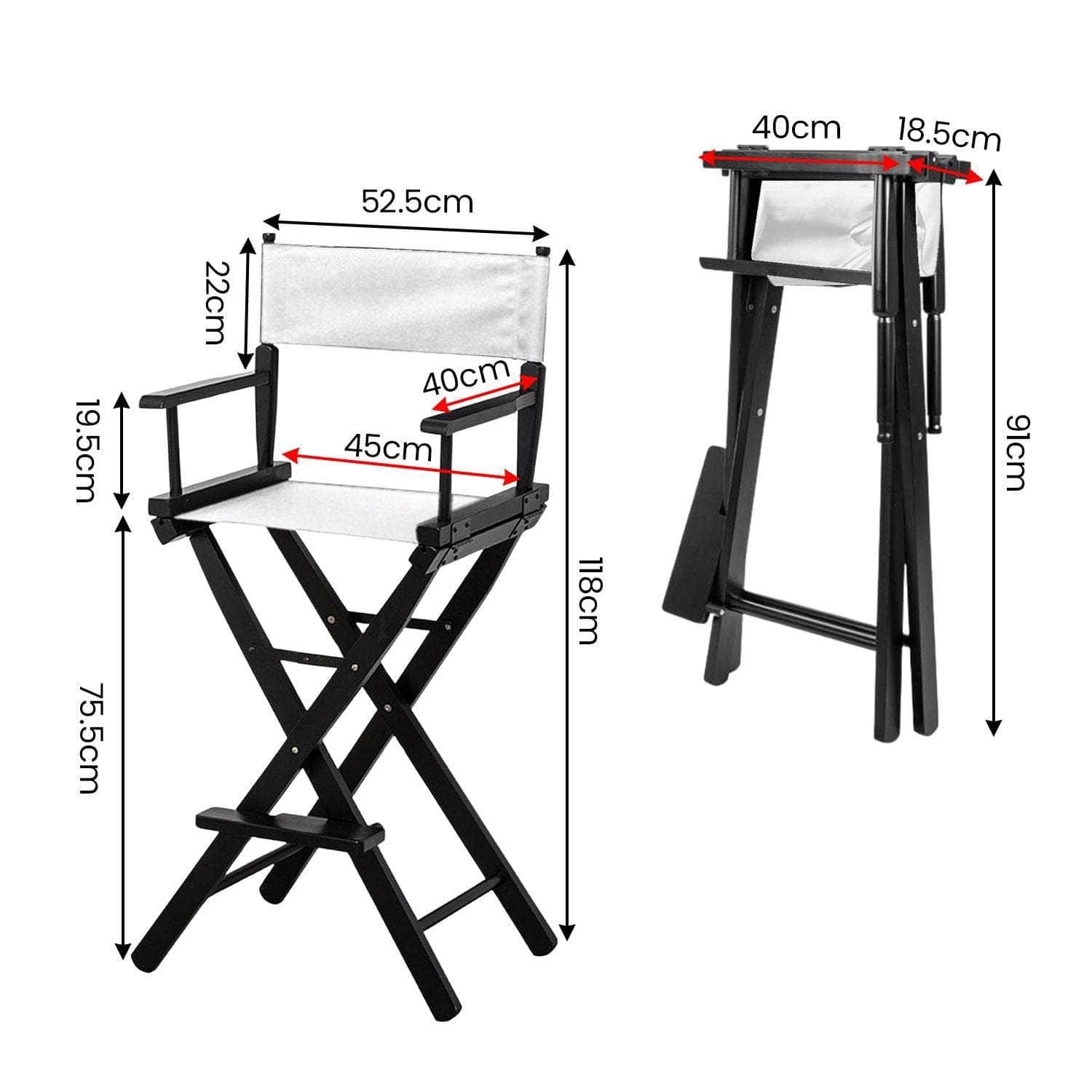 Black Director's Seat Tall Chair