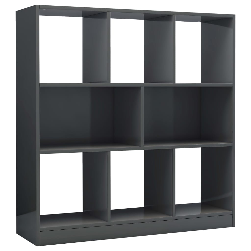 Book Cabinet High Gloss Grey 97.5x29.5x100 cm Chipboard