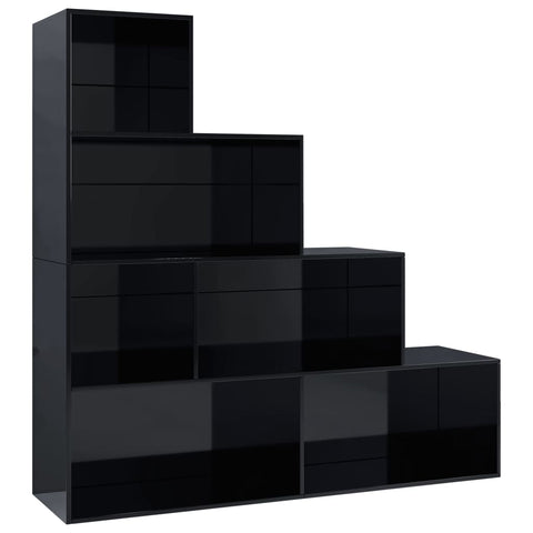 Book Cabinet/Room Divider High Gloss Black - Chipboard