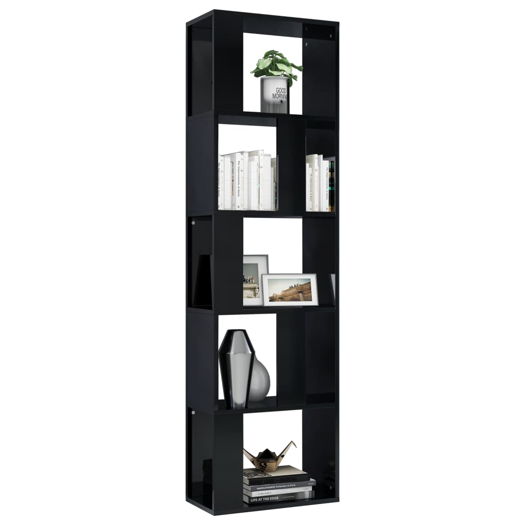 Book Cabinet/Room Divider High Gloss Black 45x24x159 cm Chipboard