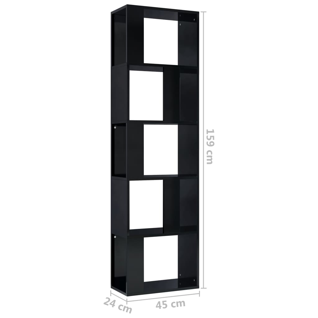 Book Cabinet/Room Divider High Gloss Black 45x24x159 cm Chipboard