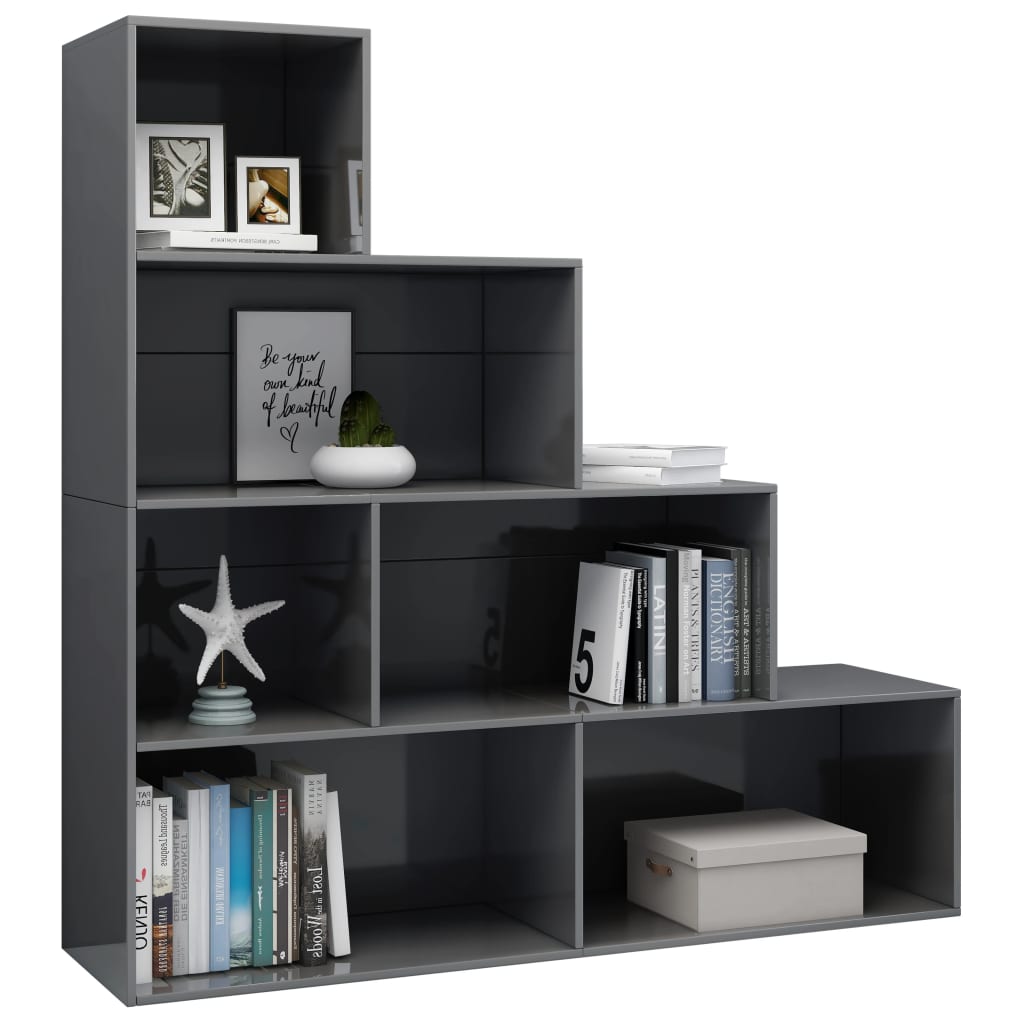 Book Cabinet/Room Divider High Gloss Grey 155x24x160 cm Chipboard