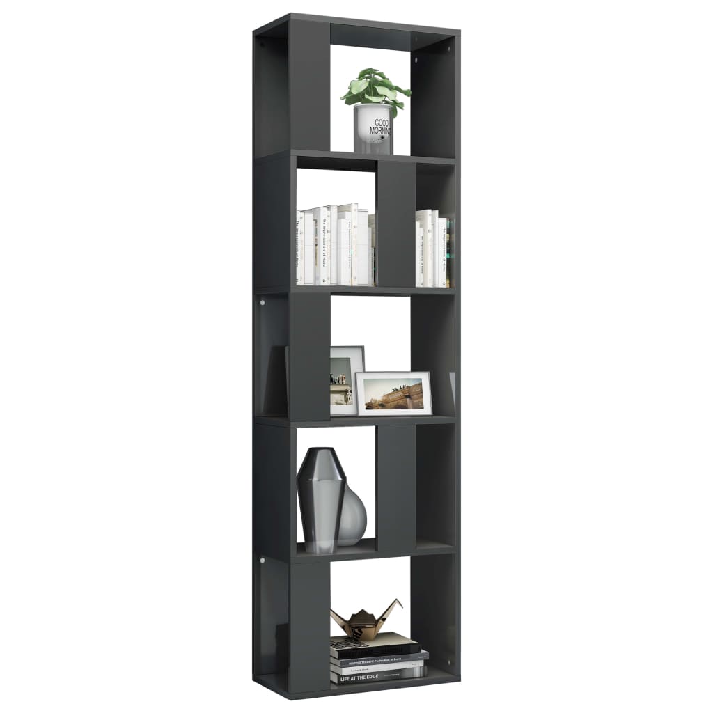 Book Cabinet/Room Divider High Gloss Grey 45x24x159 cm Chipboard