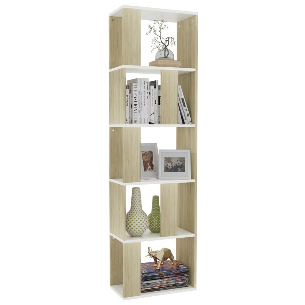 Book Cabinet/Room Divider White and Sonoma Oak 45x24x159 cm Chipboard