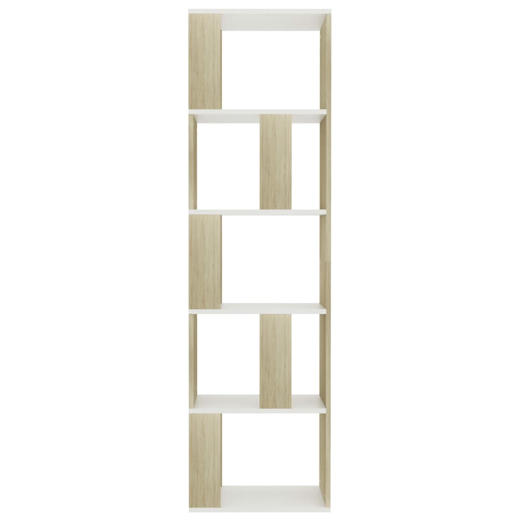 Book Cabinet/Room Divider White and Sonoma Oak 45x24x159 cm Chipboard