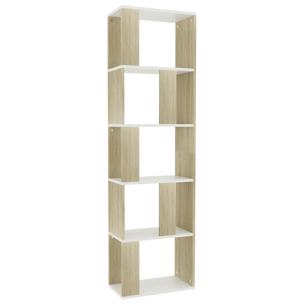 Book Cabinet/Room Divider White and Sonoma Oak 45x24x159 cm Chipboard