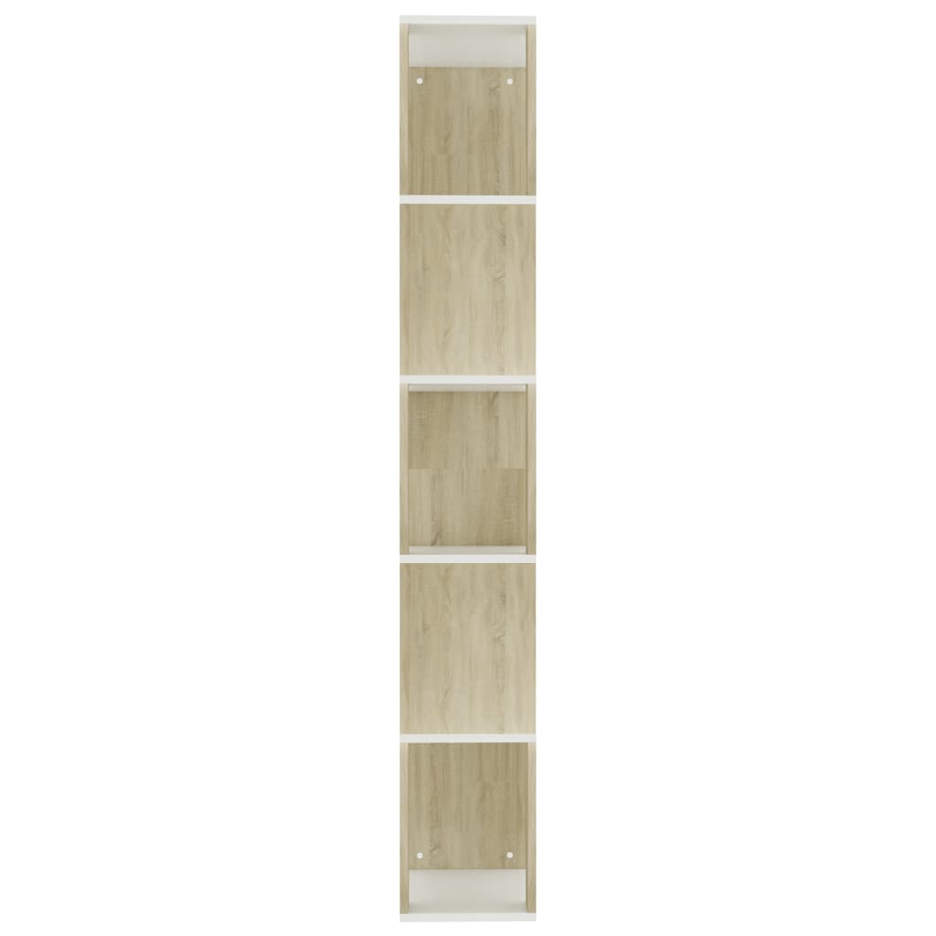 Book Cabinet/Room Divider White and Sonoma Oak 45x24x159 cm Chipboard