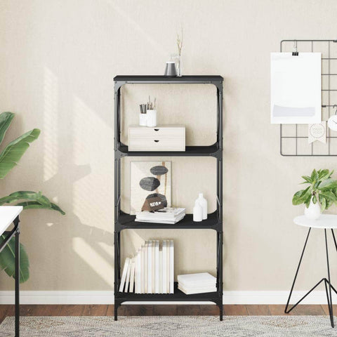 Bookcase 4,5,6-Tier Black Engineered Wood