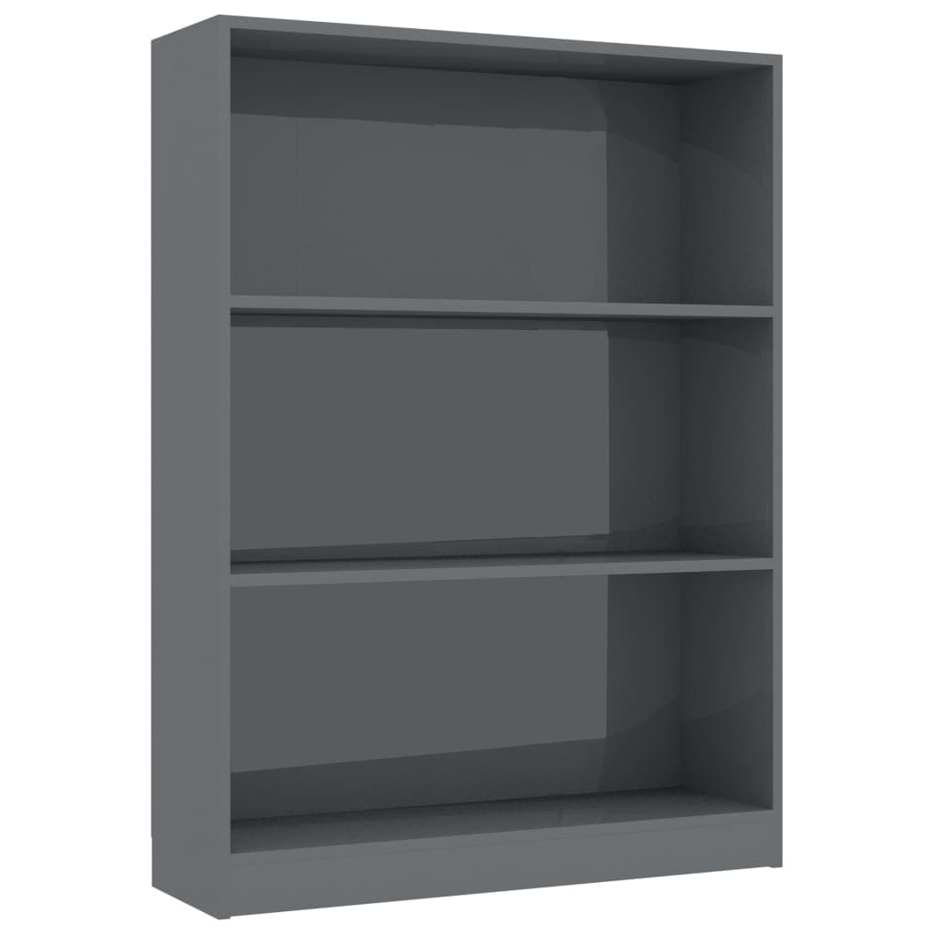 Bookshelf High Gloss Grey 80x24x108 cm Chipboard