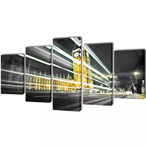 Canvas Wall Print Set London Big Ben 200 x 100 cm