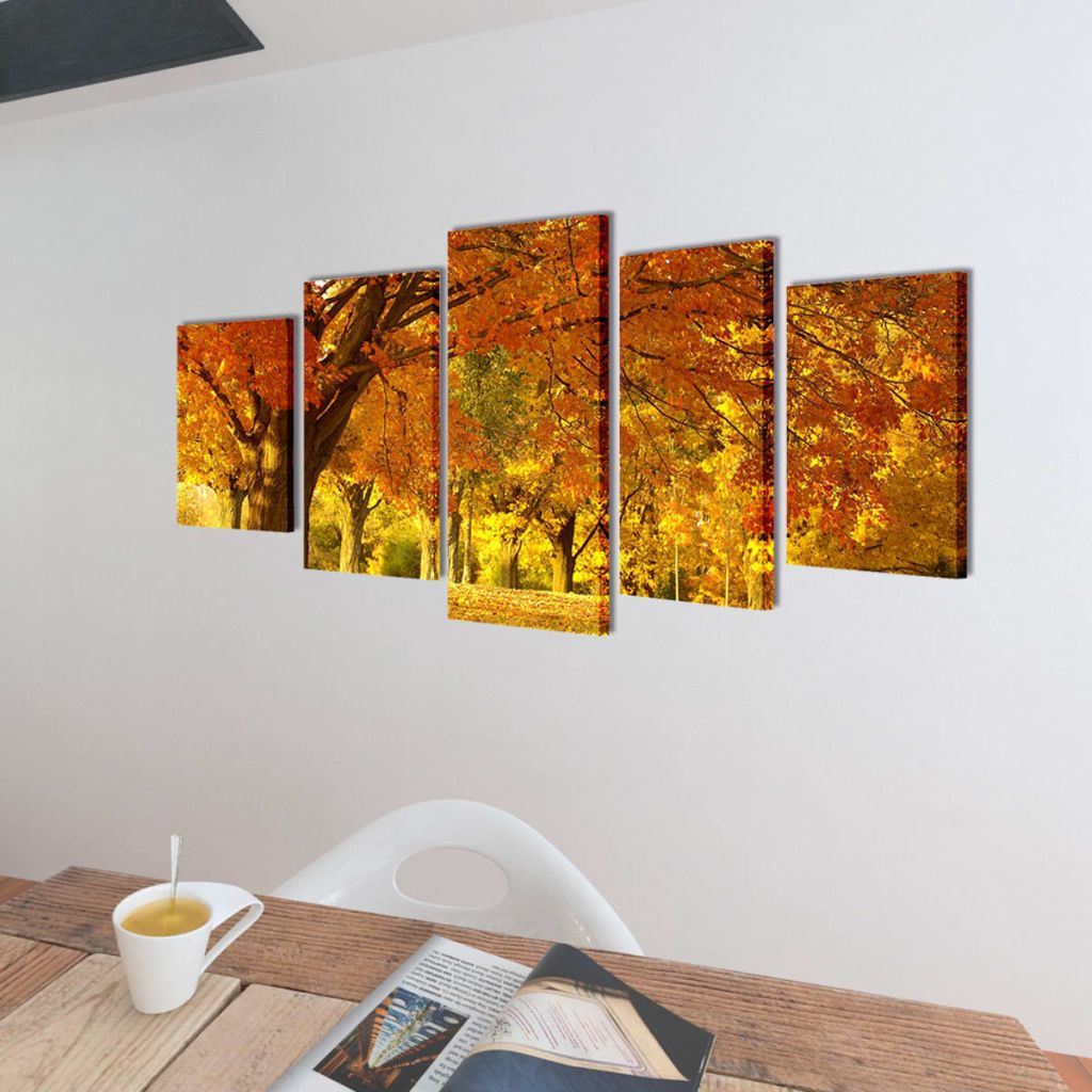 Canvas Wall Print Set Maple 200 x 100 cm