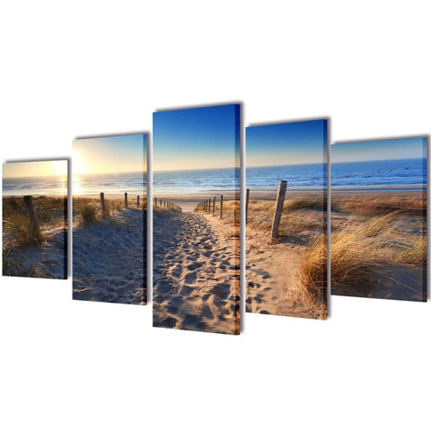 vidaxl20- Canvas Wall Print Set Sand Beach 100 x 50 cm