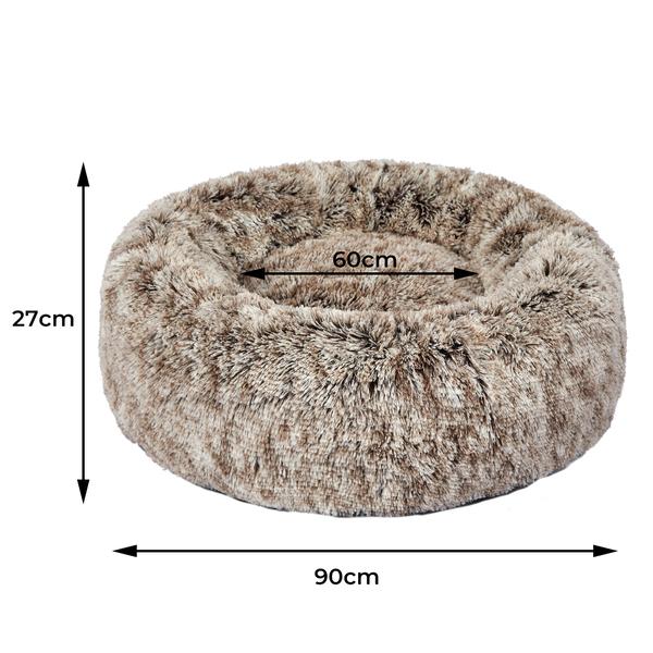 pet products Cat Dog Donut Nest Calming Mat Soft Plush Kennel Coffee L