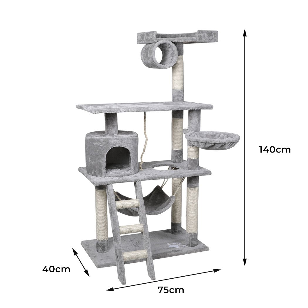 Cat Tree Cat Tree Beastie Scratching Post Pet Scratcher Condo Tower 140cm Grey