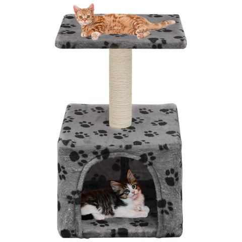 vidaxl20- Cat Tree with Sisal Scratching Post 55 cm Grey Paw Print