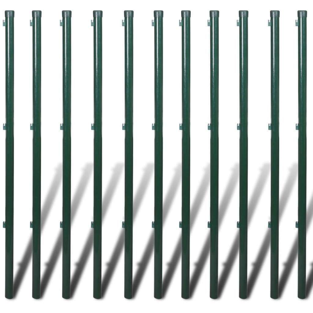 vidaxl45- Chain Link Fence with Posts Galvanised Steel 1.25x25 m Green