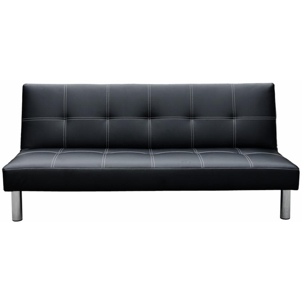 Chelsea 3 Seater Faux Leather Sofa Bed Couch - Black