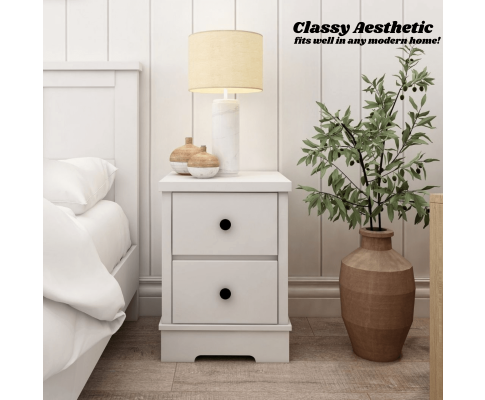 Coastal Style Bedside Table-White