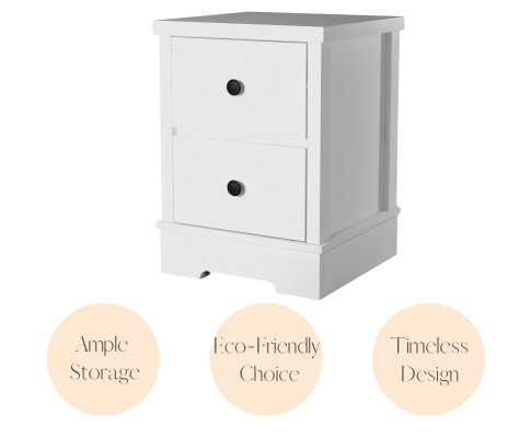 Coastal Style Bedside Table-White