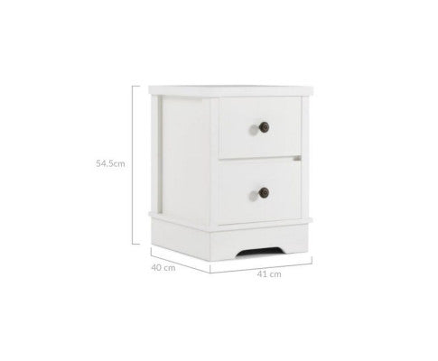 Coastal Style Bedside Table-White