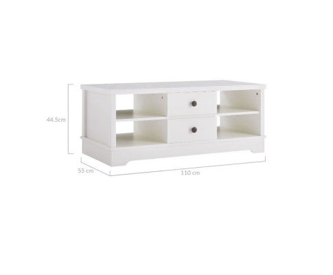 Coastal Style Coffee Table with Drawers-White