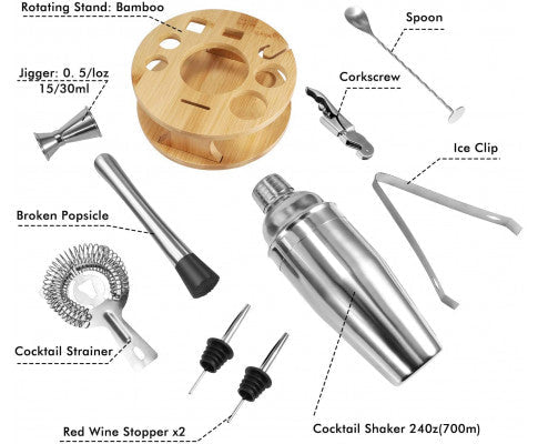 Cocktail Shaker Set Bartender Kit with Rotating