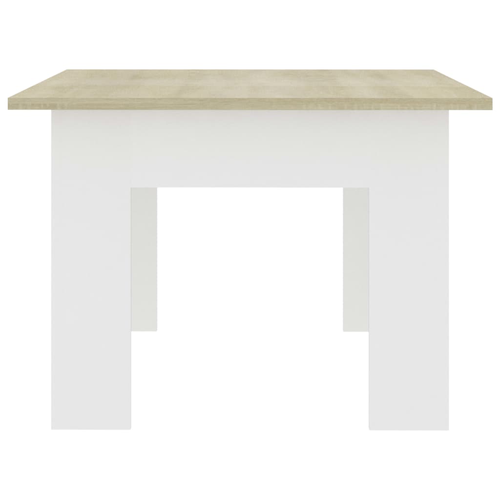 Coffee Table White and Sonoma Oak 100x60x42 cm Chipboard