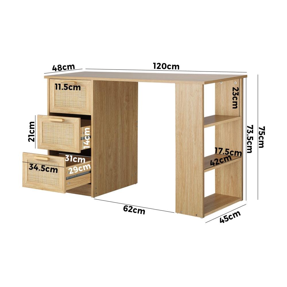 Computer Desk Drawers Storage Shelf Laptop Student Study Office Table