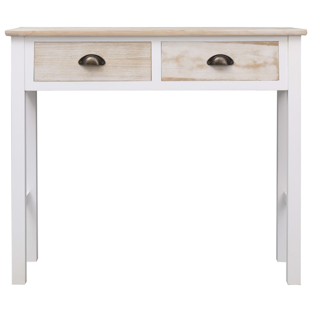 Console Table White and Natural 90x30x77 cm