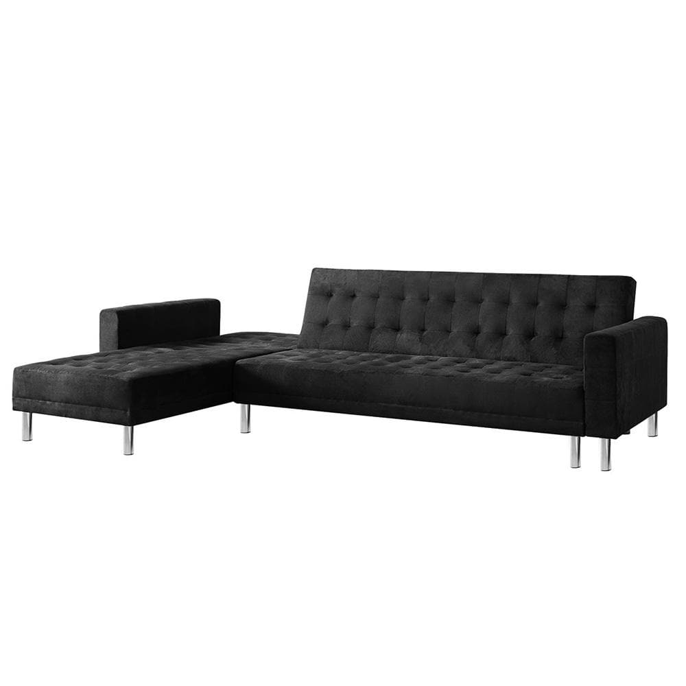 Corner Sofa Bed Couch with Chaise - Black