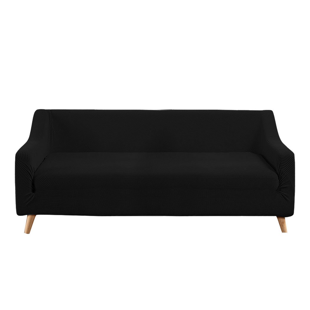 living room Couch Stretch Sofa Lounge Cover 4 Seater Black