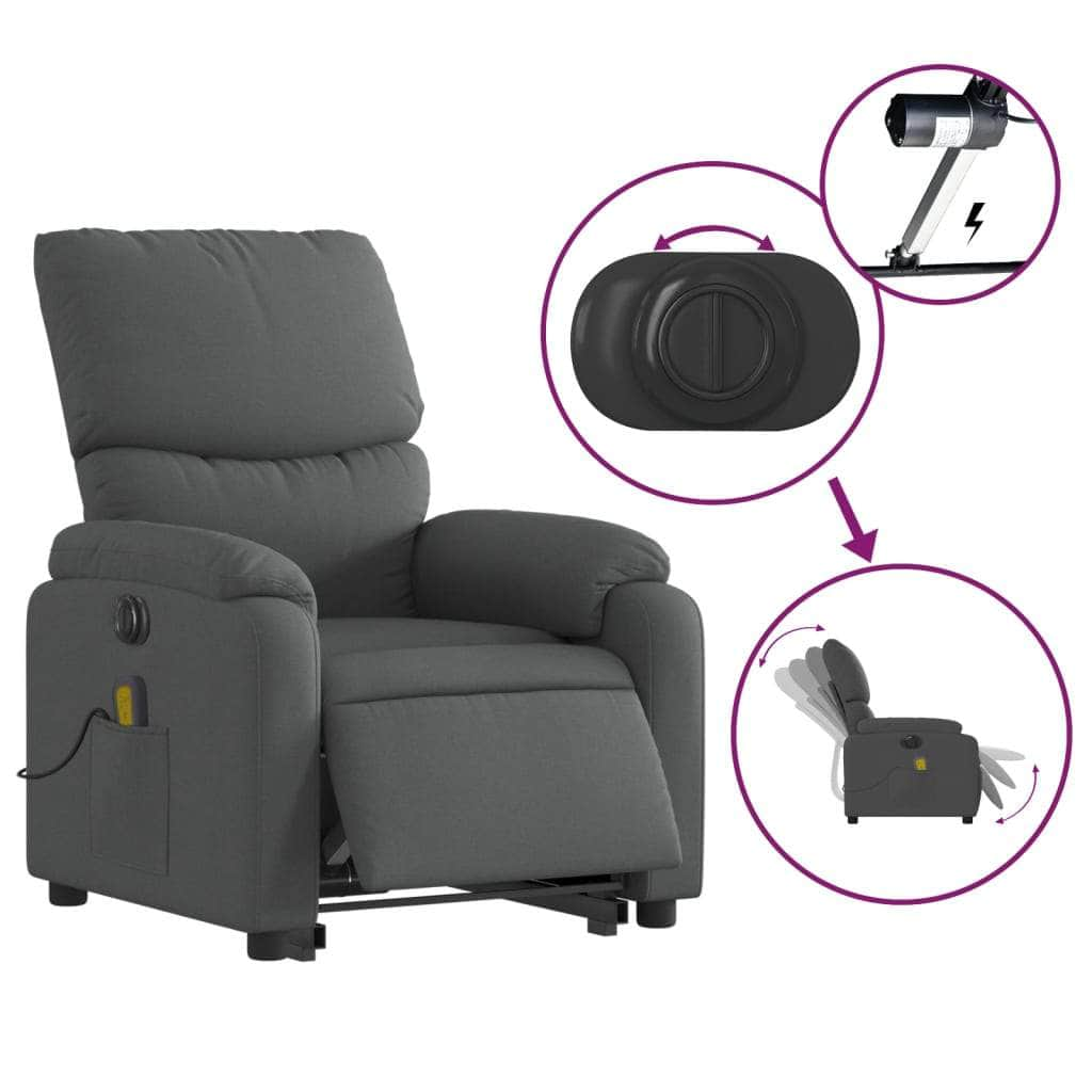 Dark Grey Electric Stand-Up Massage Recliner Chair