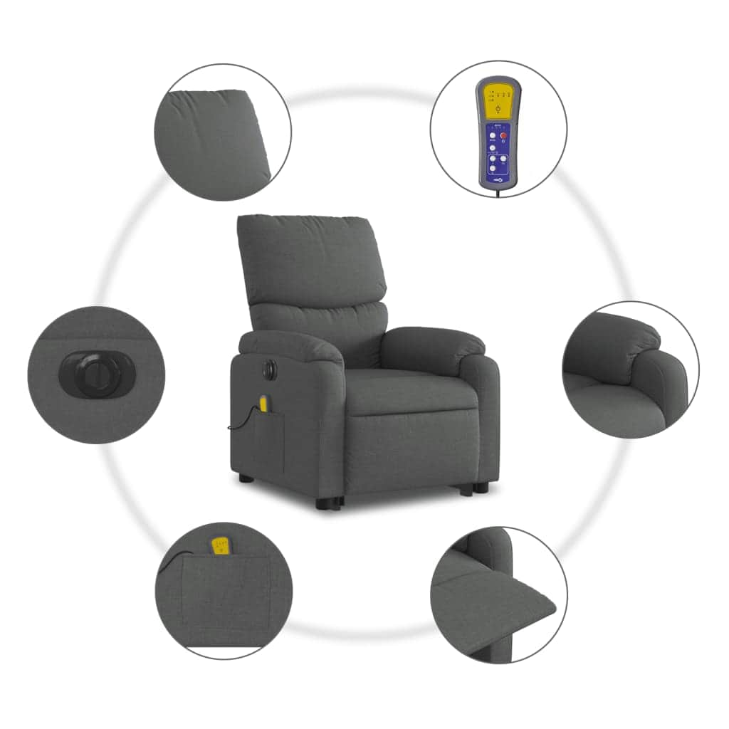 Dark Grey Electric Stand-Up Massage Recliner Chair